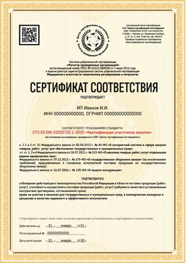Образец сертификата для ИП Петропавловск-Камчатский Сертификат СТО 03.080.02033720.1-2020