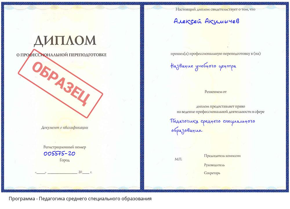 Педагогика среднего специального образования Петропавловск-Камчатский