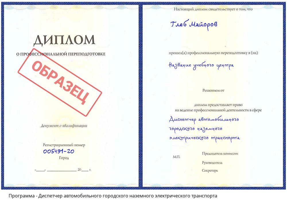 Диспетчер автомобильного городского наземного электрического транспорта Петропавловск-Камчатский