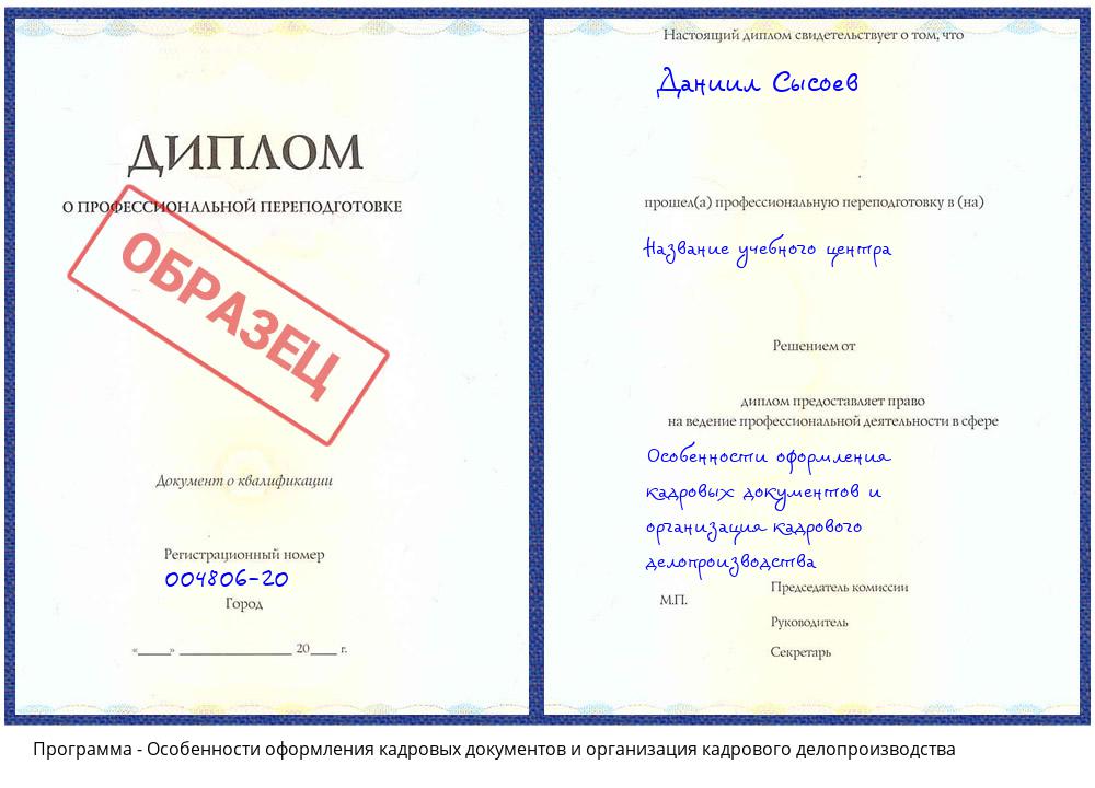 Особенности оформления кадровых документов и организация кадрового делопроизводства Петропавловск-Камчатский