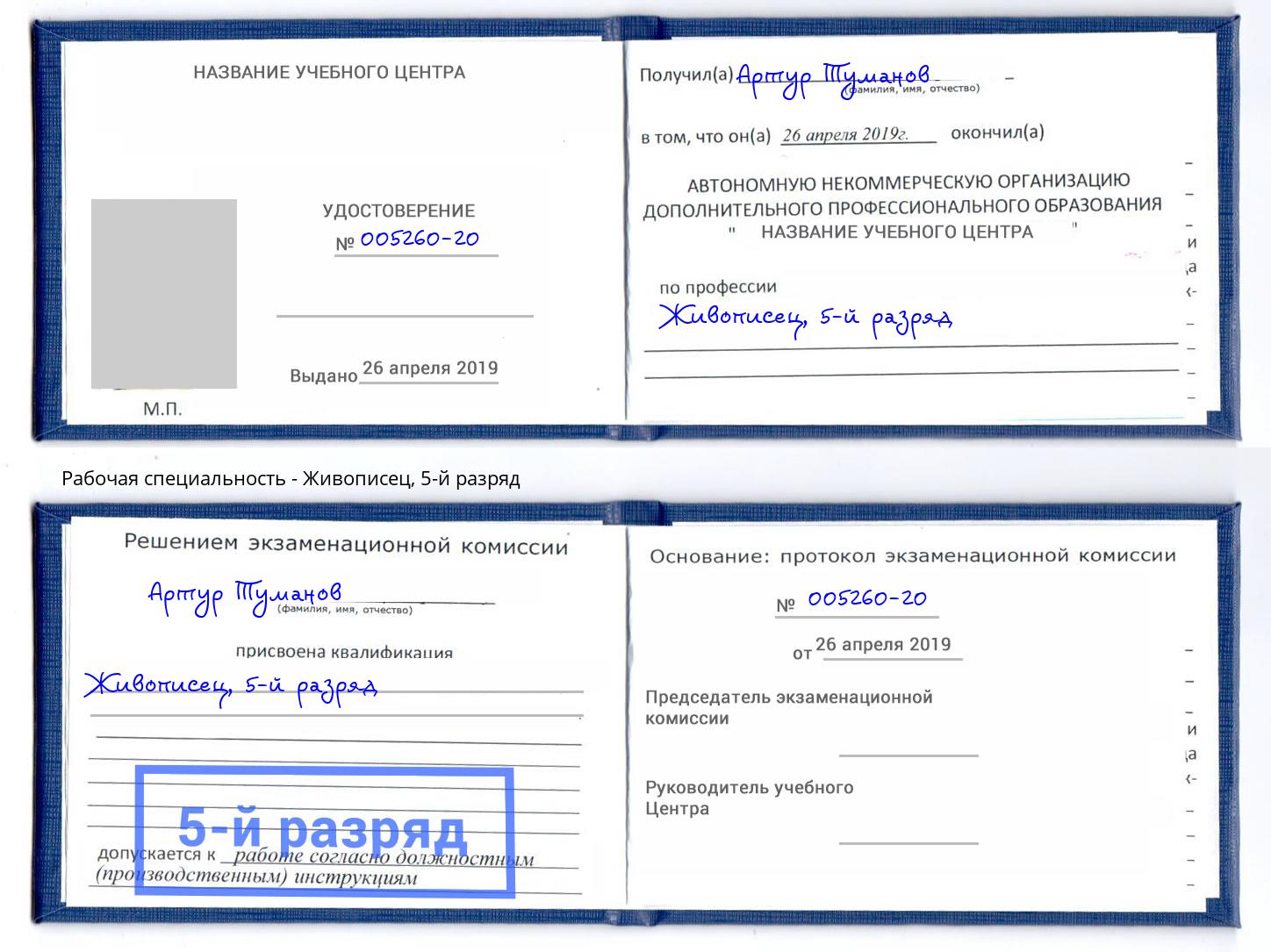 корочка 5-й разряд Живописец Петропавловск-Камчатский