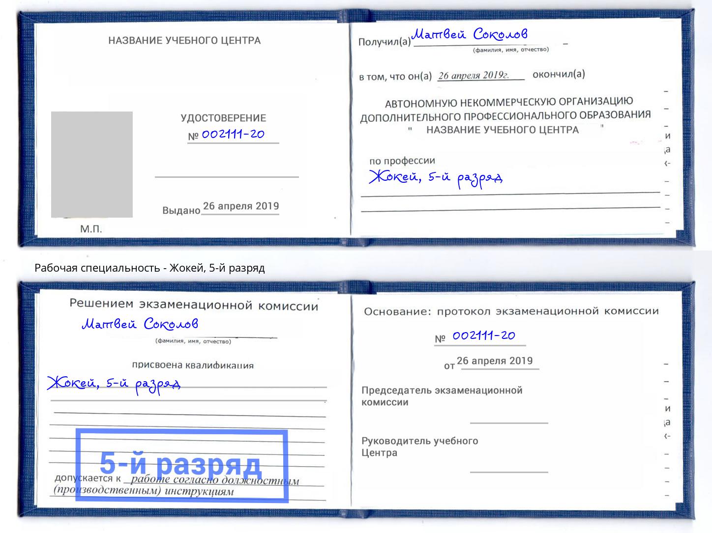 корочка 5-й разряд Жокей Петропавловск-Камчатский